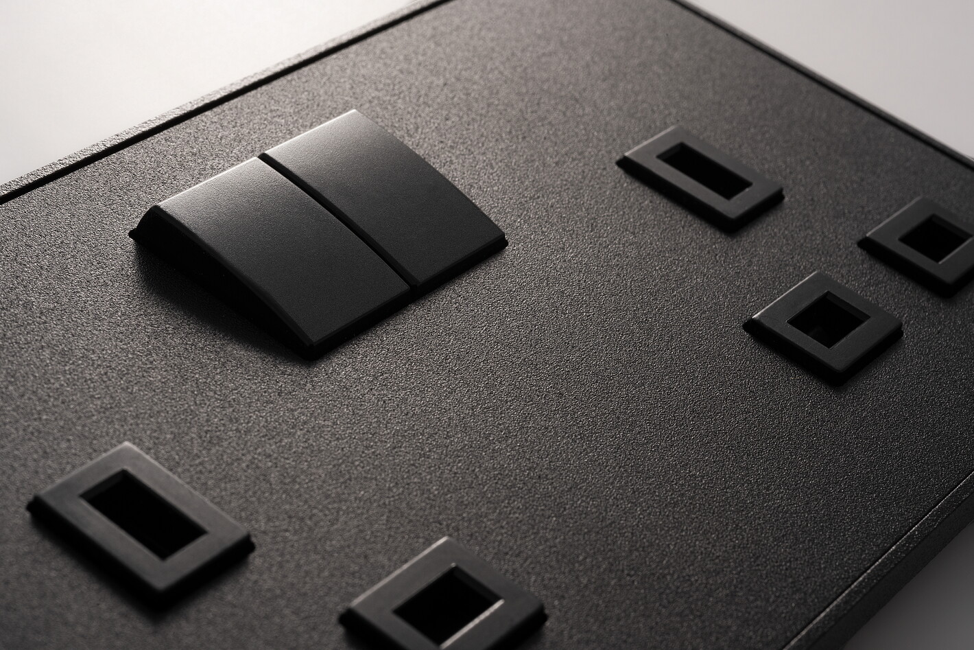 Britannica Double Switched Socket Textured Black